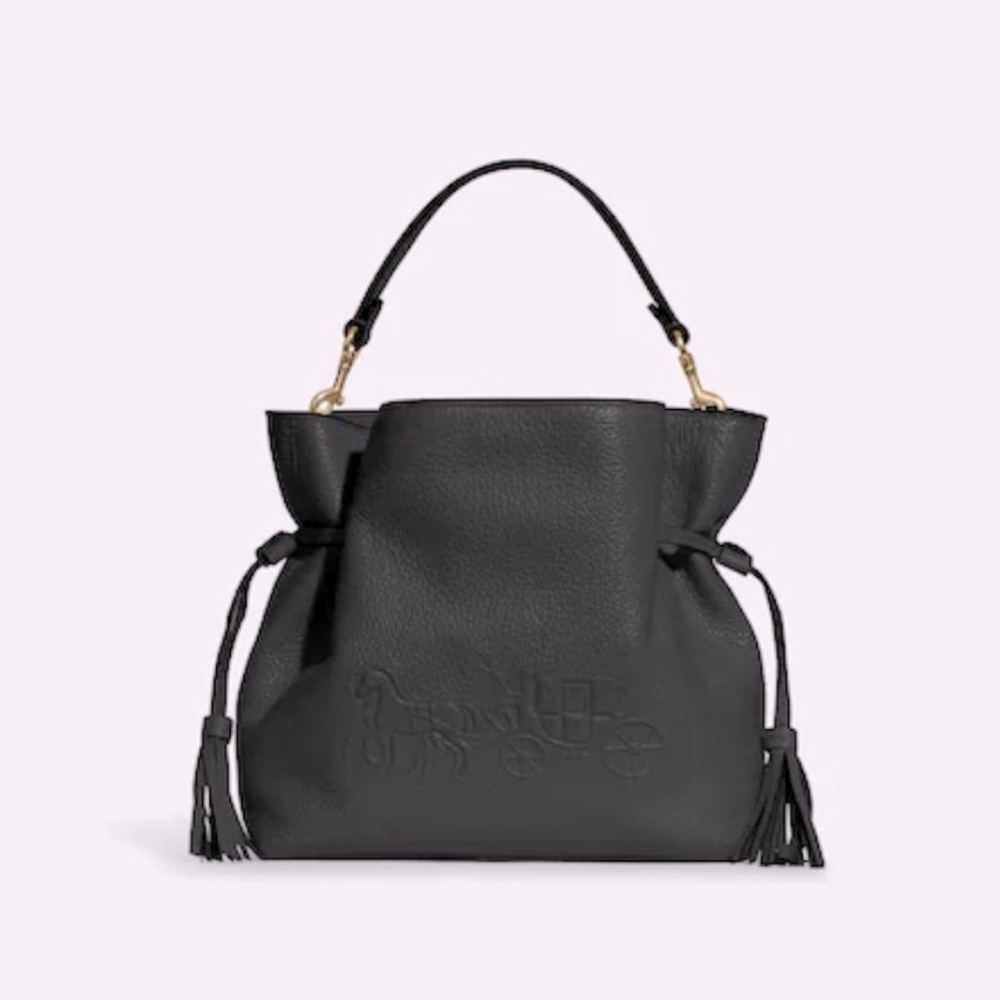 NWT Black COACH Satchel Purse + Crossbody w/Gold Hardware